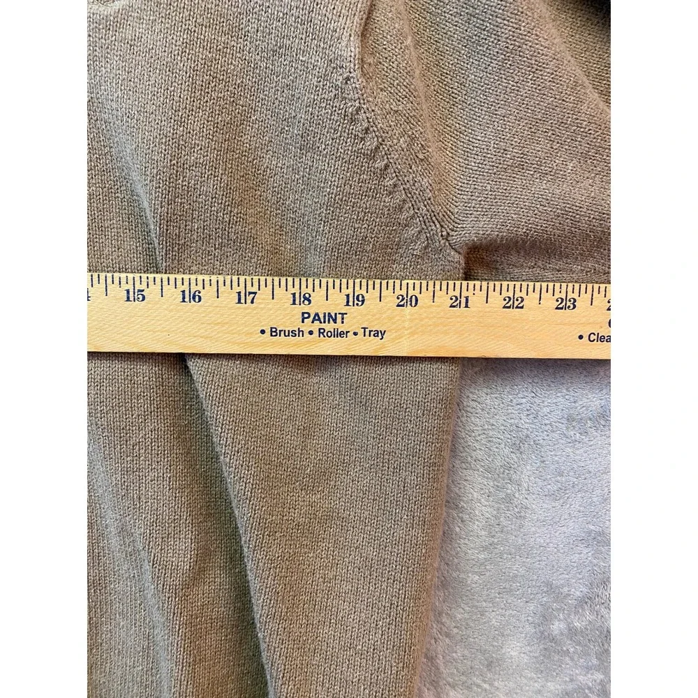 IZOD Mens Quarter Zip Pullover Sweater Tan Khaki 100% Cotton Size L